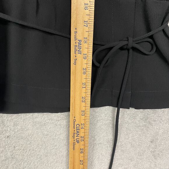 J Crew Top Womens 8 Black Drapey crepe faux wrap Tie Polyester Office V Neck - Picture 3 of 7